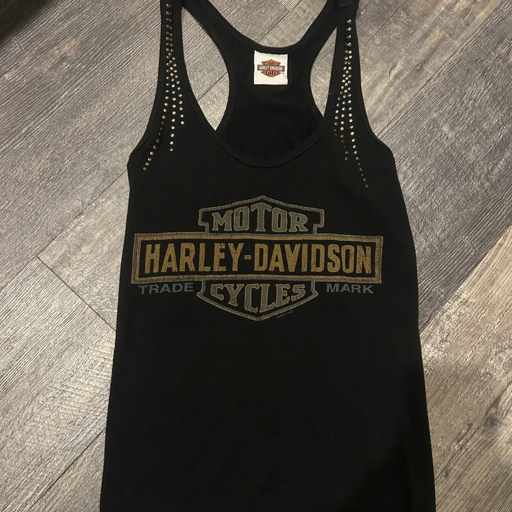 Harley-Davidson Black Tank Top with Gold Logo